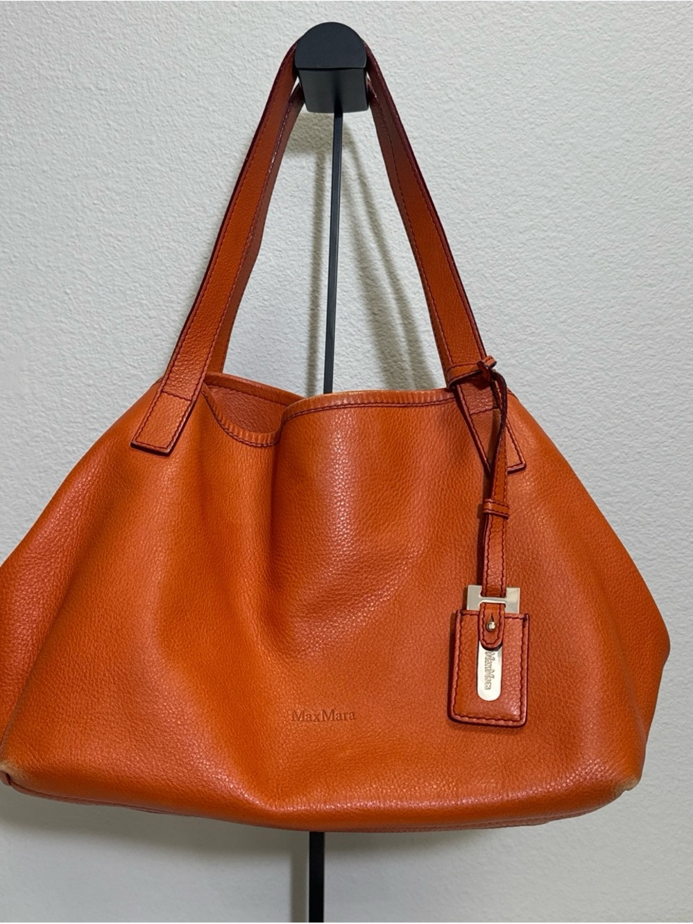 MaxMara Burnt Orange Leather Shoulder Tote
